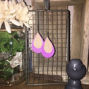 Faux Leather and Burlap Earrings